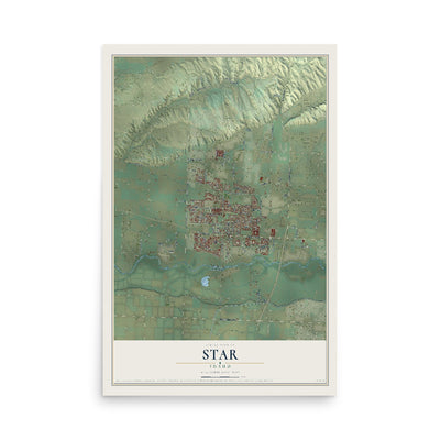 Map of Star, Idaho, 12 x 18 inch unframed archival matte print