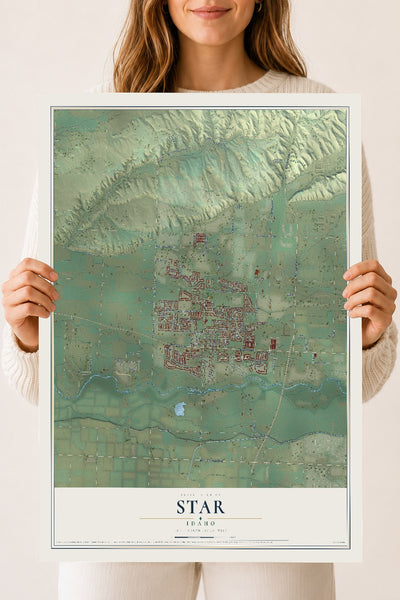 Map of Star, Idaho, 18 x 24 inch unframed archival matte print