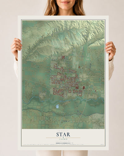 Map of Star, Idaho, 24 x 36 inch unframed archival matte print