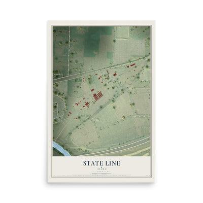 Map of State Line, Idaho, 12 x 18 inch unframed archival matte print