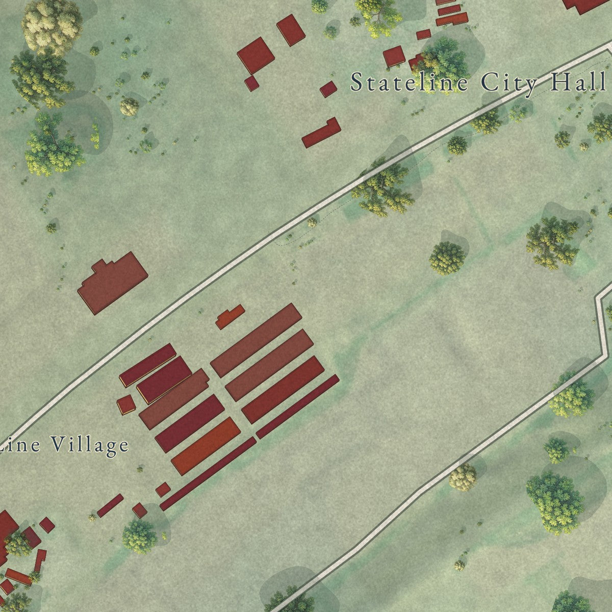 Close-up of the map of State Line, Idaho print showing street and building detail