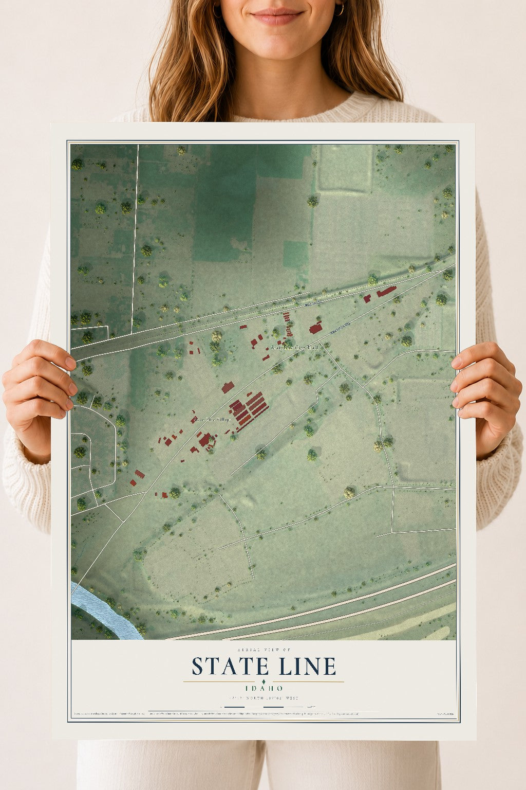 Map of State Line, Idaho, 18 x 24 inch unframed archival matte print