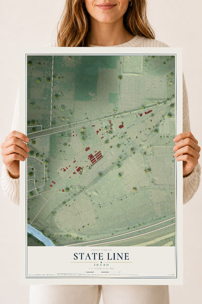 Map of State Line, Idaho, 18 x 24 inch unframed archival matte print