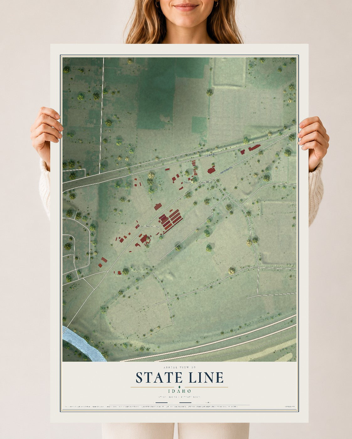 Map of State Line, Idaho, 24 x 36 inch unframed archival matte print