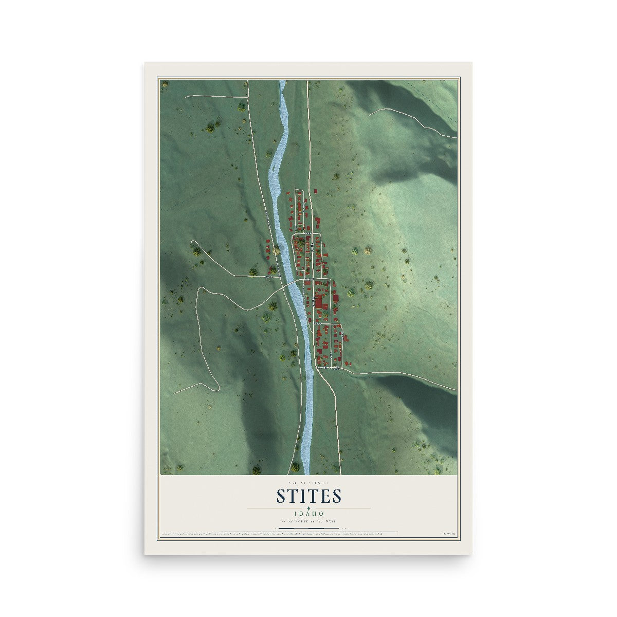 Map of Stites, Idaho, 12 x 18 inch unframed archival matte print