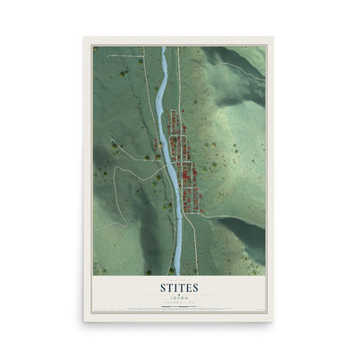 Map of Stites, Idaho, 12 x 18 inch unframed archival matte print