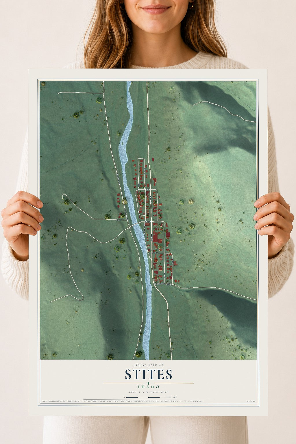 Map of Stites, Idaho, 18 x 24 inch unframed archival matte print