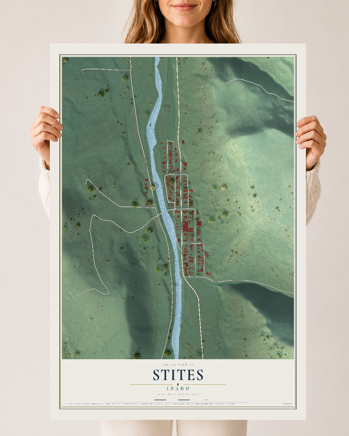 Map of Stites, Idaho, 24 x 36 inch unframed archival matte print