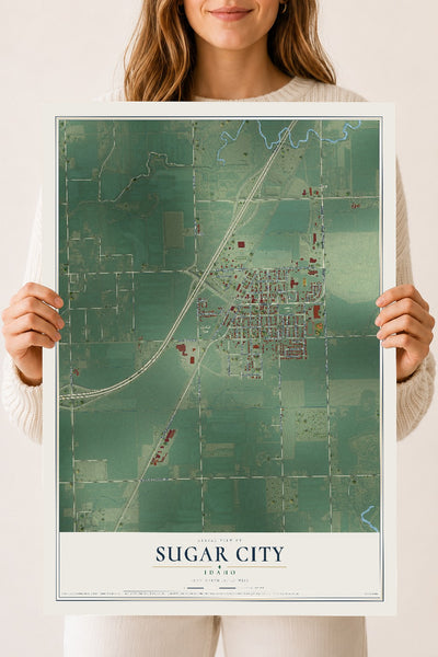 Map of Sugar City, Idaho, 18 x 24 inch unframed archival matte print