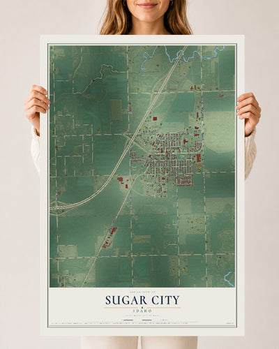 Map of Sugar City, Idaho, 24 x 36 inch unframed archival matte print