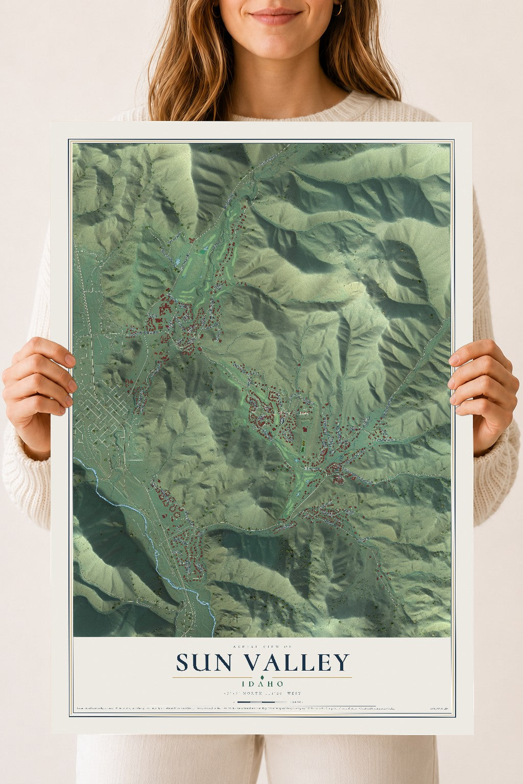 Map of Sun Valley, Idaho, 18 x 24 inch unframed archival matte print