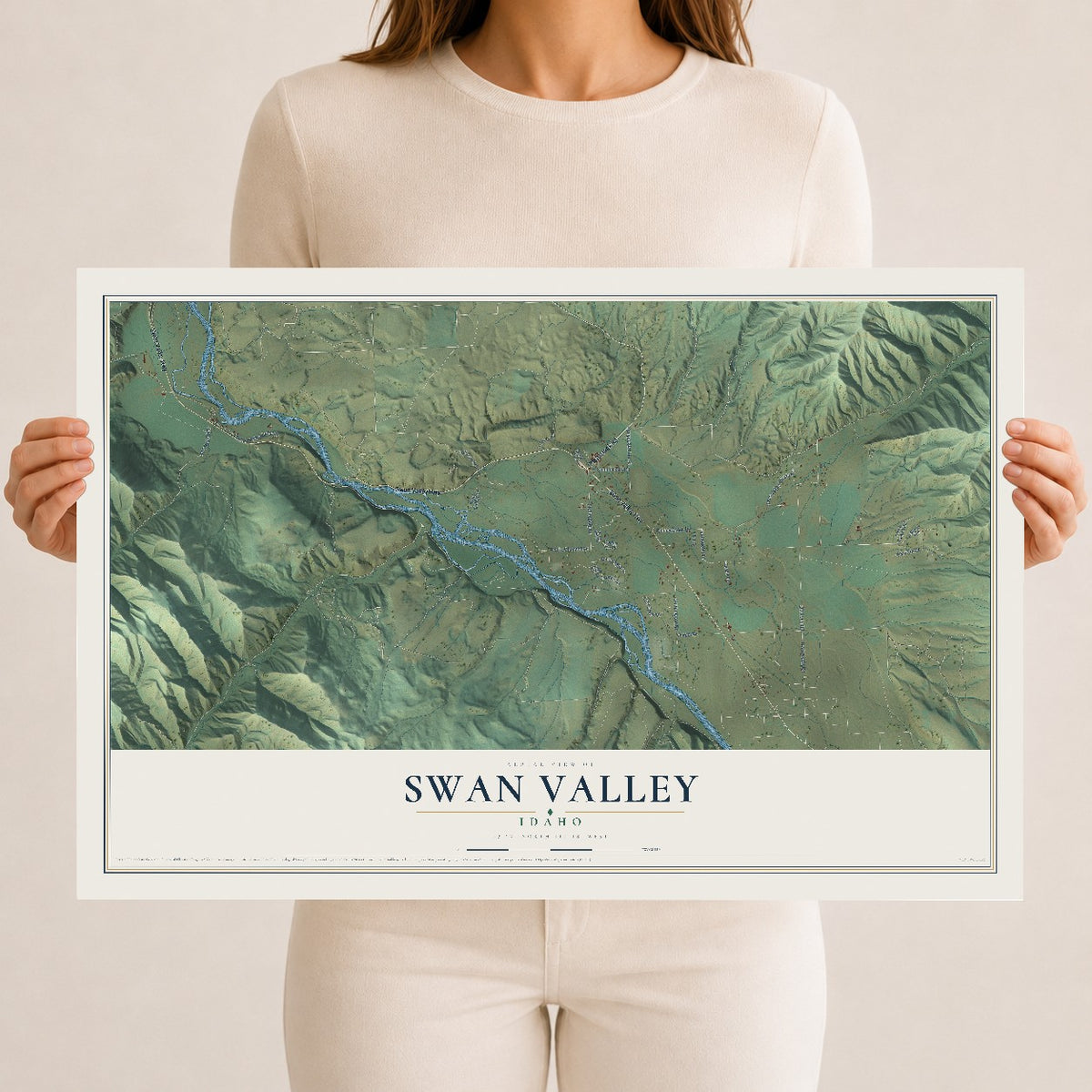 Map of Swan Valley, Idaho, 12 x 18 inch unframed archival matte print
