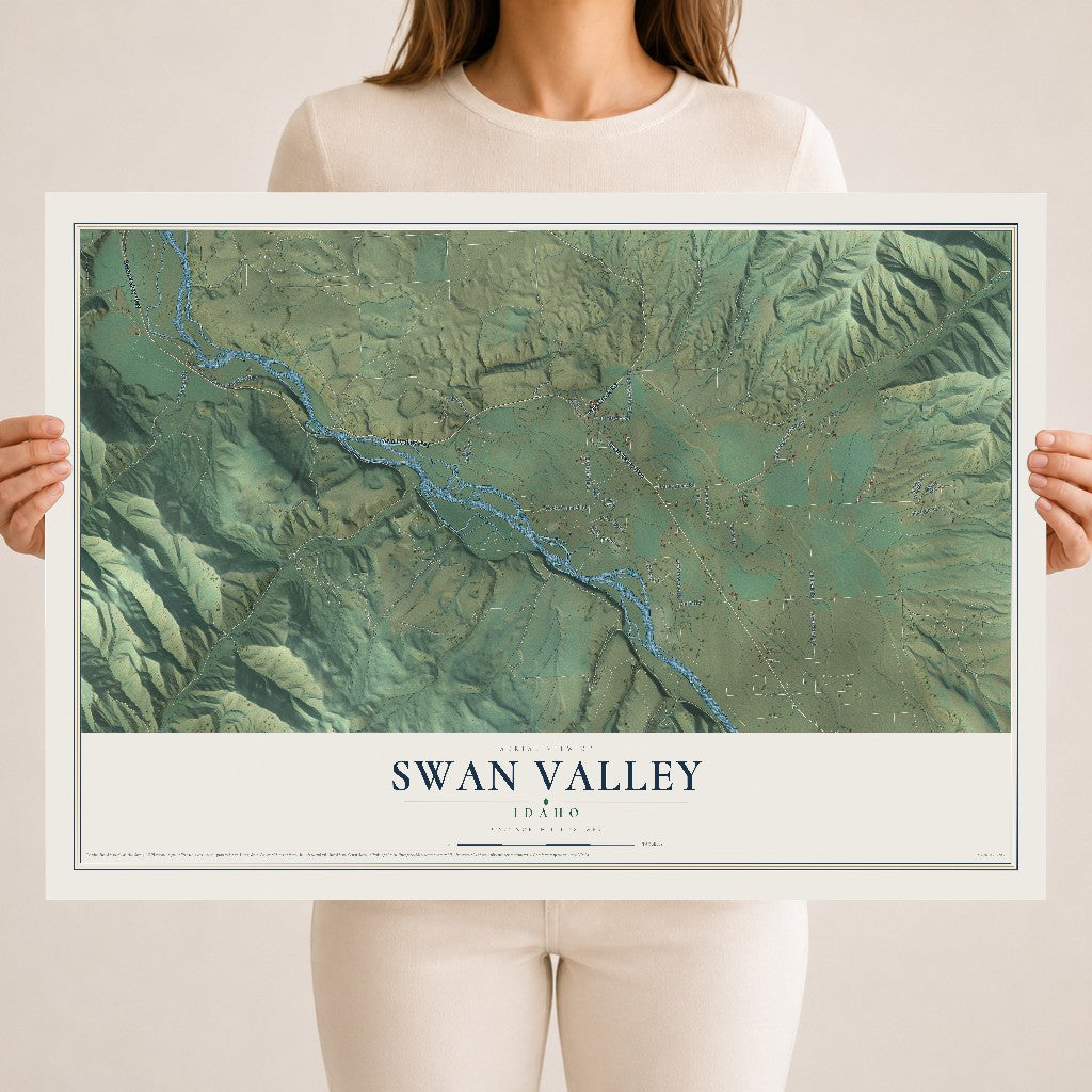 Map of Swan Valley, Idaho, 18 x 24 inch unframed archival matte print