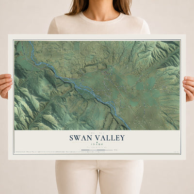 Map of Swan Valley, Idaho, 18 x 24 inch unframed archival matte print