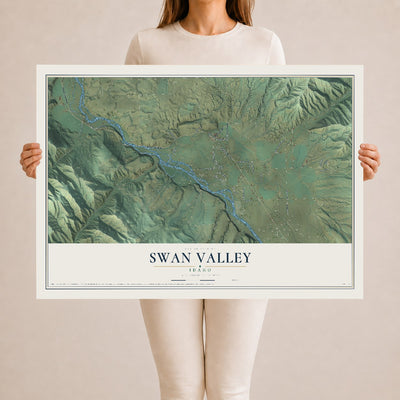 Map of Swan Valley, Idaho, 24 x 36 inch unframed archival matte print