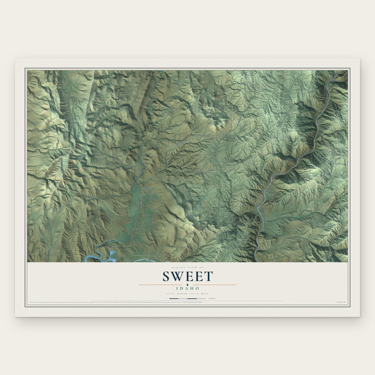 Sweet, Idaho map print, the full design