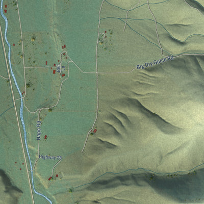 Close-up of the map of Tendoy, Idaho print showing street and building detail