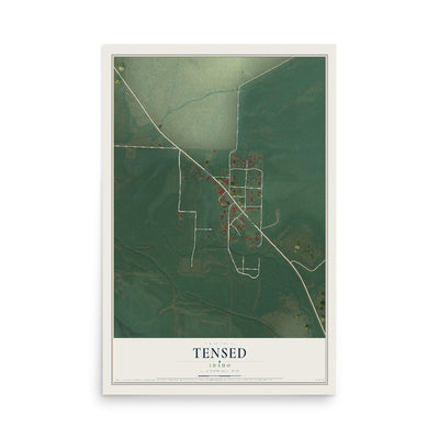 Map of Tensed, Idaho, 12 x 18 inch unframed archival matte print