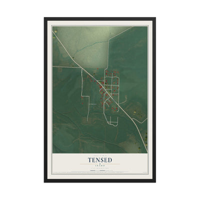 Map of Tensed, Idaho, 12 x 18 inch print in a black wood frame