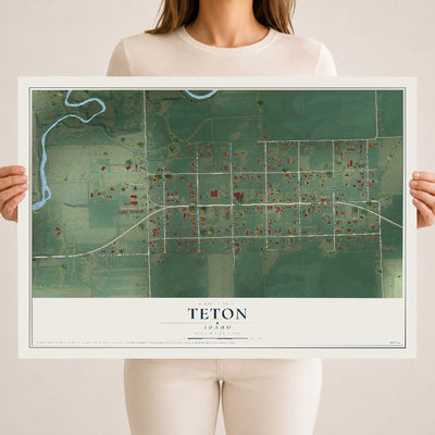 Map of Teton, Idaho, 18 x 24 inch unframed archival matte print