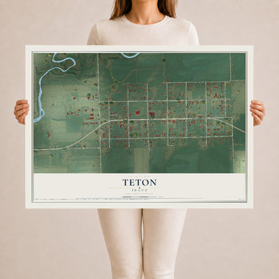 Map of Teton, Idaho, 24 x 36 inch unframed archival matte print