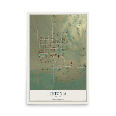 Map of Tetonia, Idaho, 12 x 18 inch unframed archival matte print