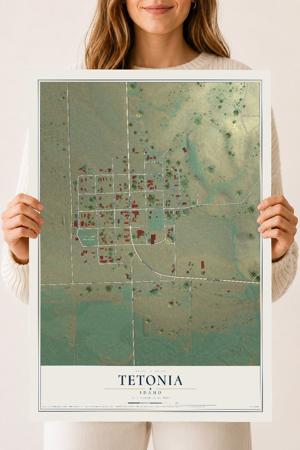 Map of Tetonia, Idaho, 18 x 24 inch unframed archival matte print