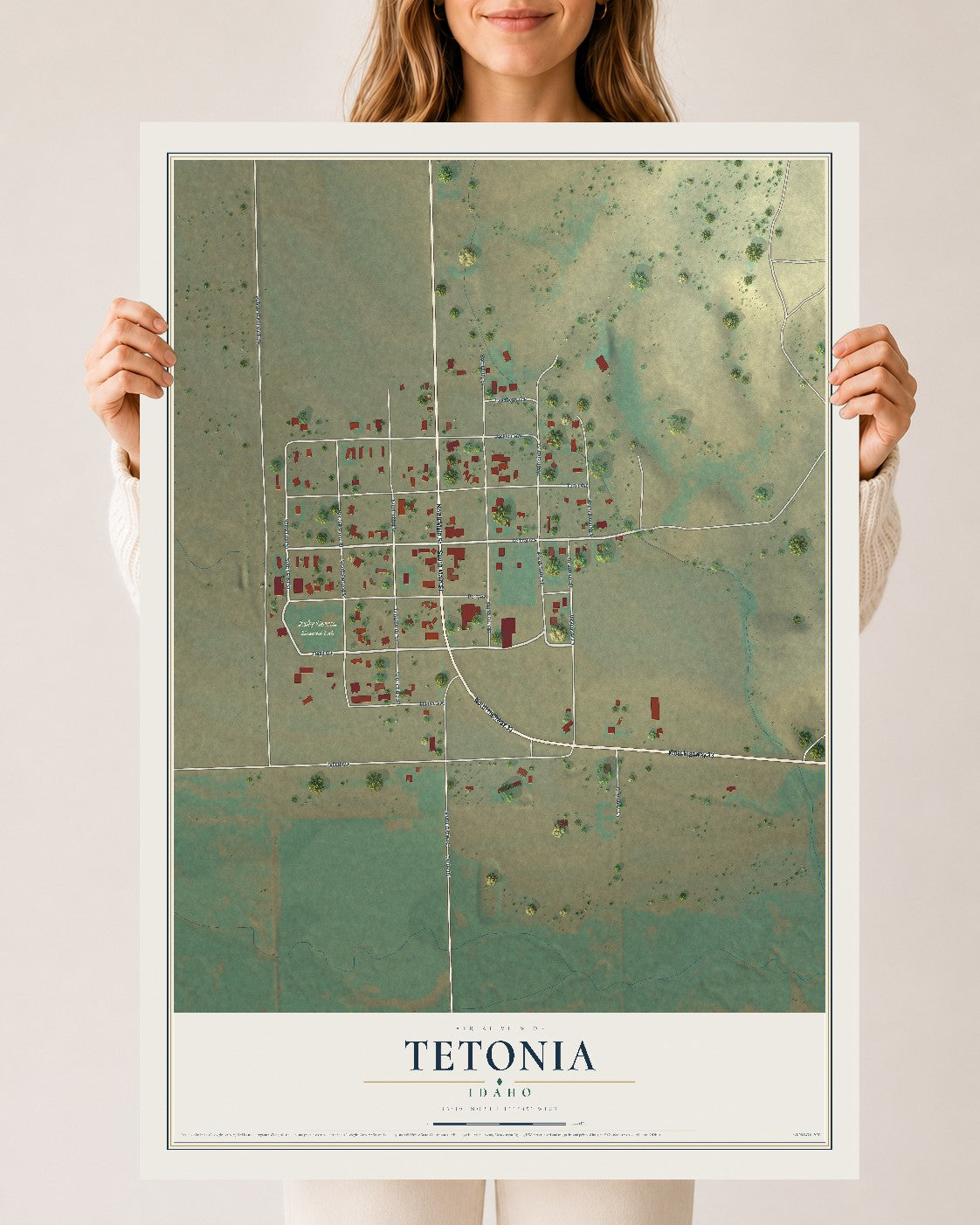 Map of Tetonia, Idaho, 24 x 36 inch unframed archival matte print