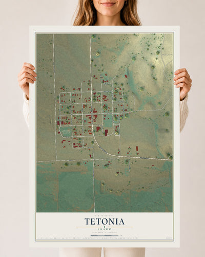 Map of Tetonia, Idaho, 24 x 36 inch unframed archival matte print