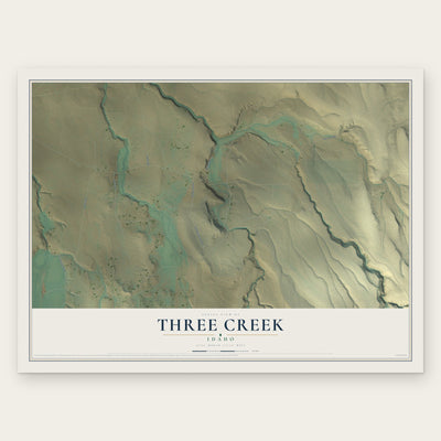 Three Creek, Idaho map print, the full design