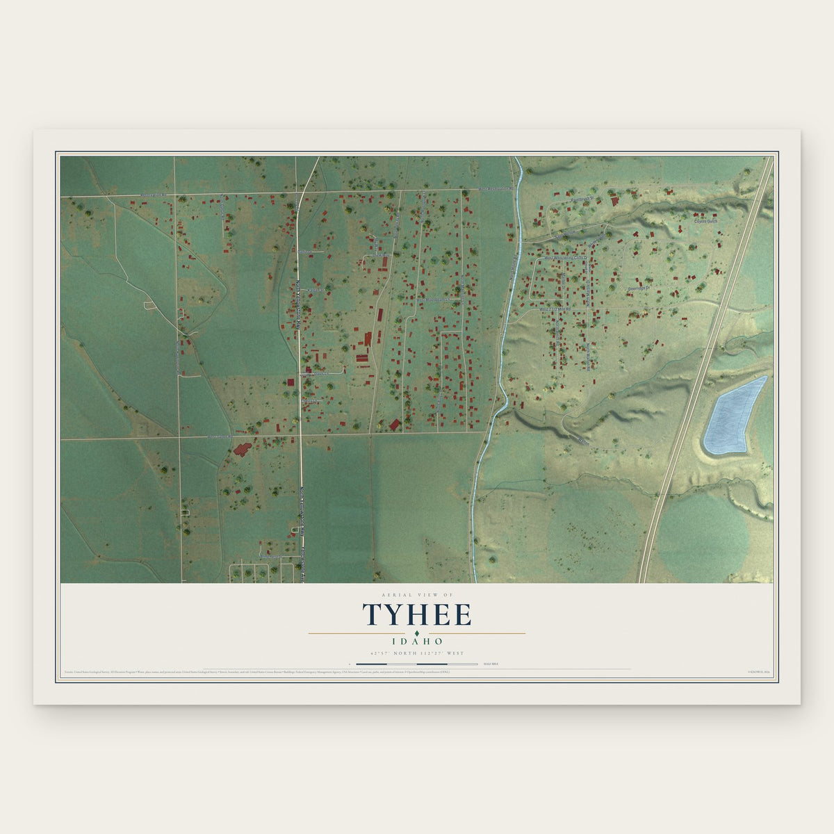 Tyhee, Idaho map print, the full design
