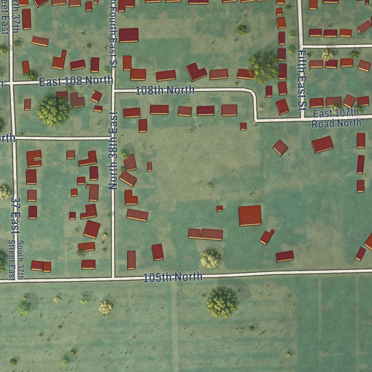 Second close-up of the map of Ucon, Idaho print showing more streets and buildings