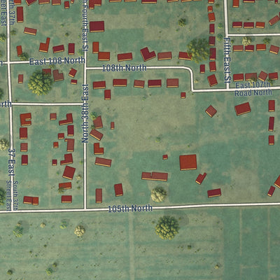 Second close-up of the map of Ucon, Idaho print showing more streets and buildings