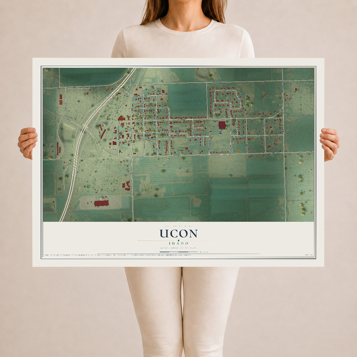 Map of Ucon, Idaho, 24 x 36 inch unframed archival matte print