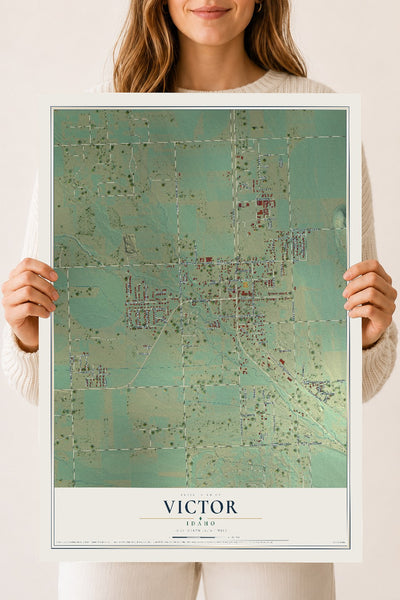 Map of Victor, Idaho, 18 x 24 inch unframed archival matte print