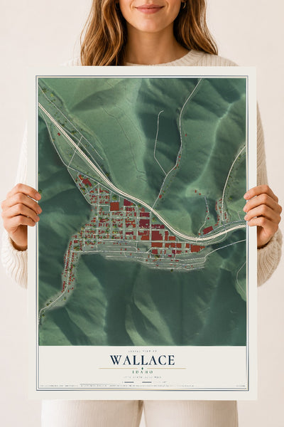 Map of Wallace, Idaho, 18 x 24 inch unframed archival matte print