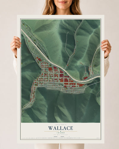 Map of Wallace, Idaho, 24 x 36 inch unframed archival matte print