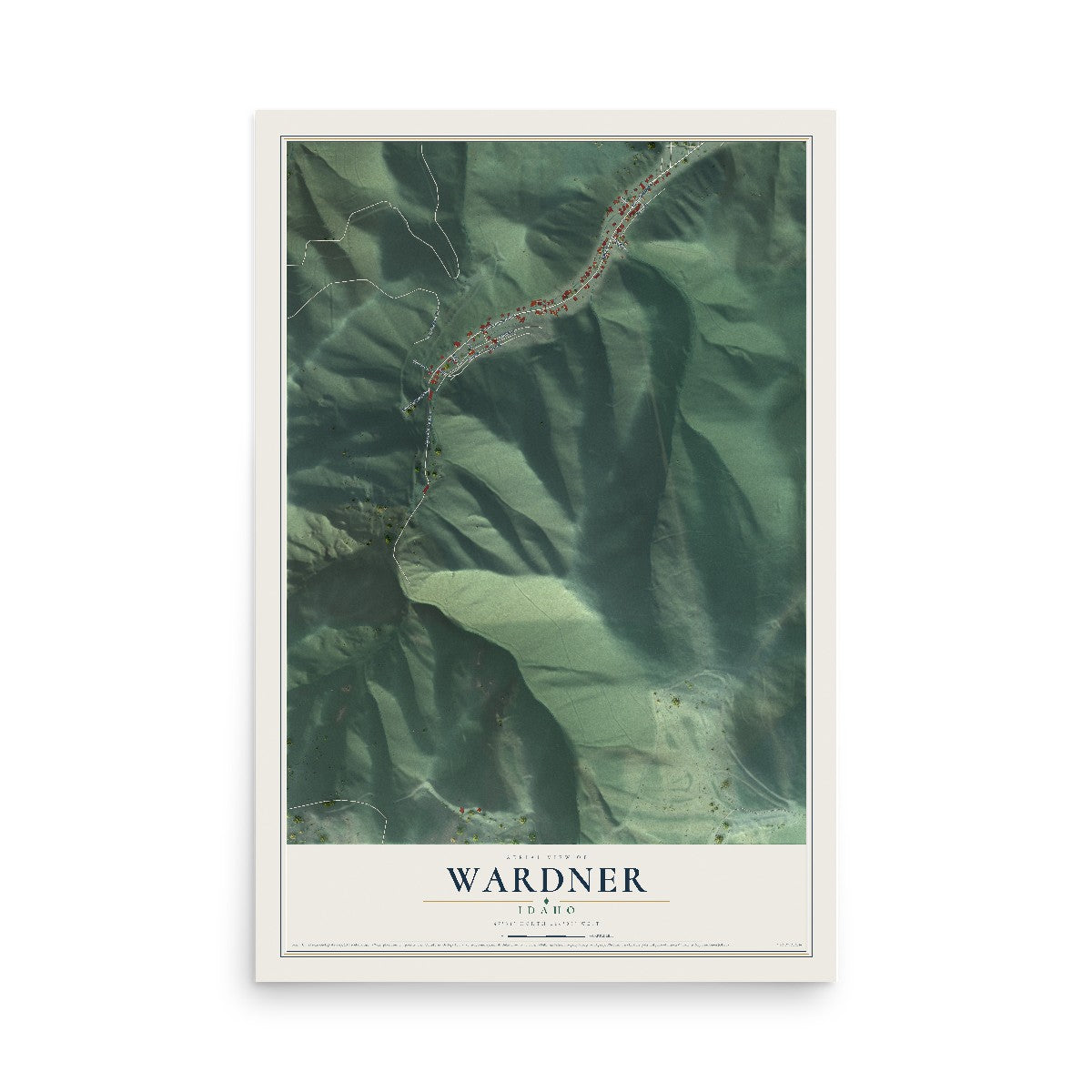 Map of Wardner, Idaho, 12 x 18 inch unframed archival matte print