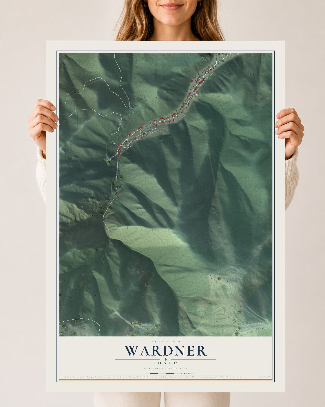Map of Wardner, Idaho, 24 x 36 inch unframed archival matte print