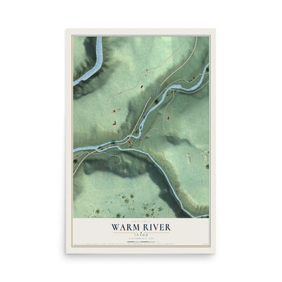 Map of Warm River, Idaho, 12 x 18 inch unframed archival matte print