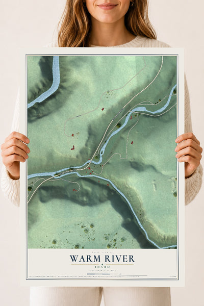 Map of Warm River, Idaho, 18 x 24 inch unframed archival matte print