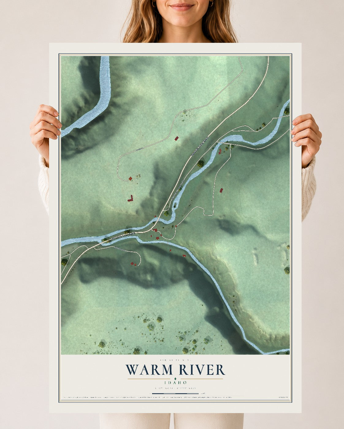 Map of Warm River, Idaho, 24 x 36 inch unframed archival matte print