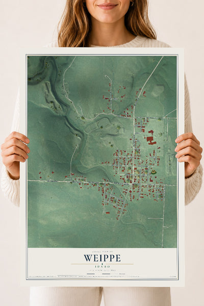 Map of Weippe, Idaho, 18 x 24 inch unframed archival matte print