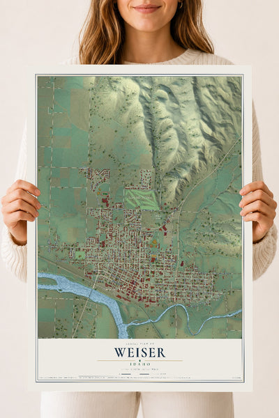 Map of Weiser, Idaho, 18 x 24 inch unframed archival matte print