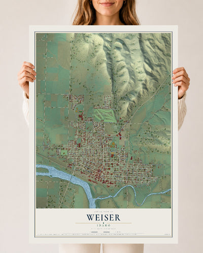 Map of Weiser, Idaho, 24 x 36 inch unframed archival matte print