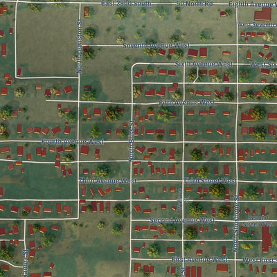 Second close-up of the map of Wendell, Idaho print showing more streets and buildings