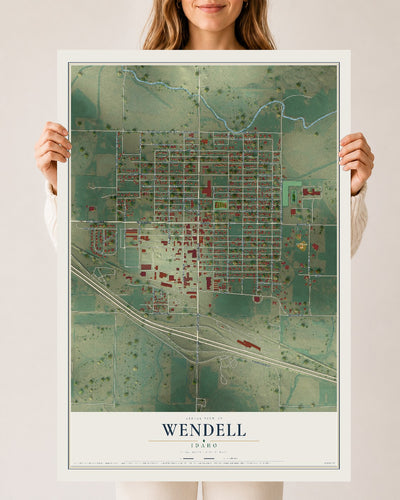 Map of Wendell, Idaho, 24 x 36 inch unframed archival matte print
