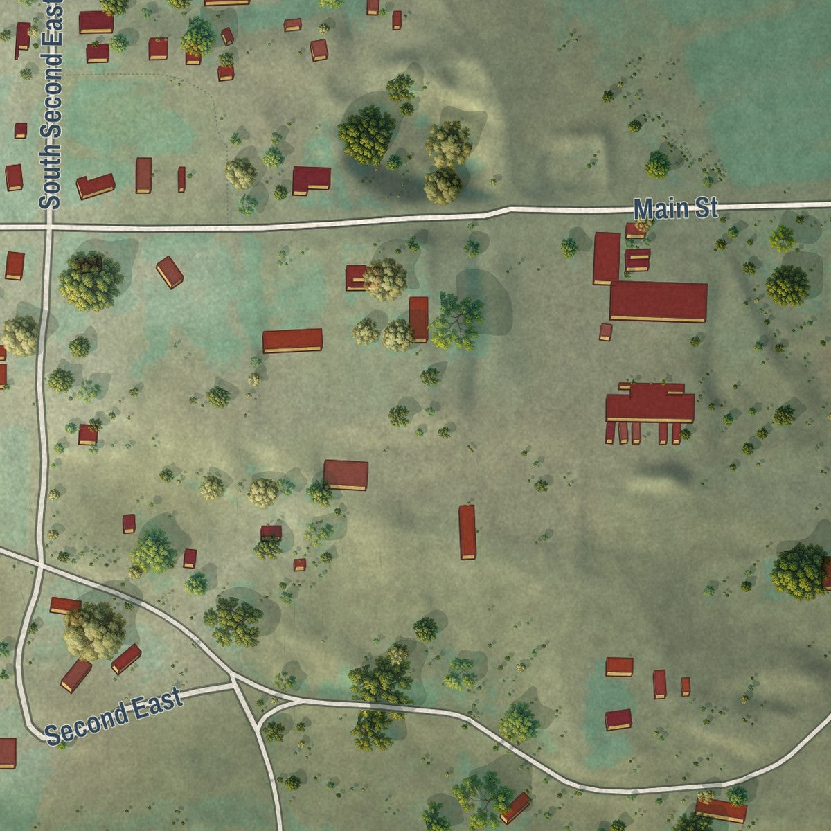 Second close-up of the map of Weston, Idaho print showing more streets and buildings