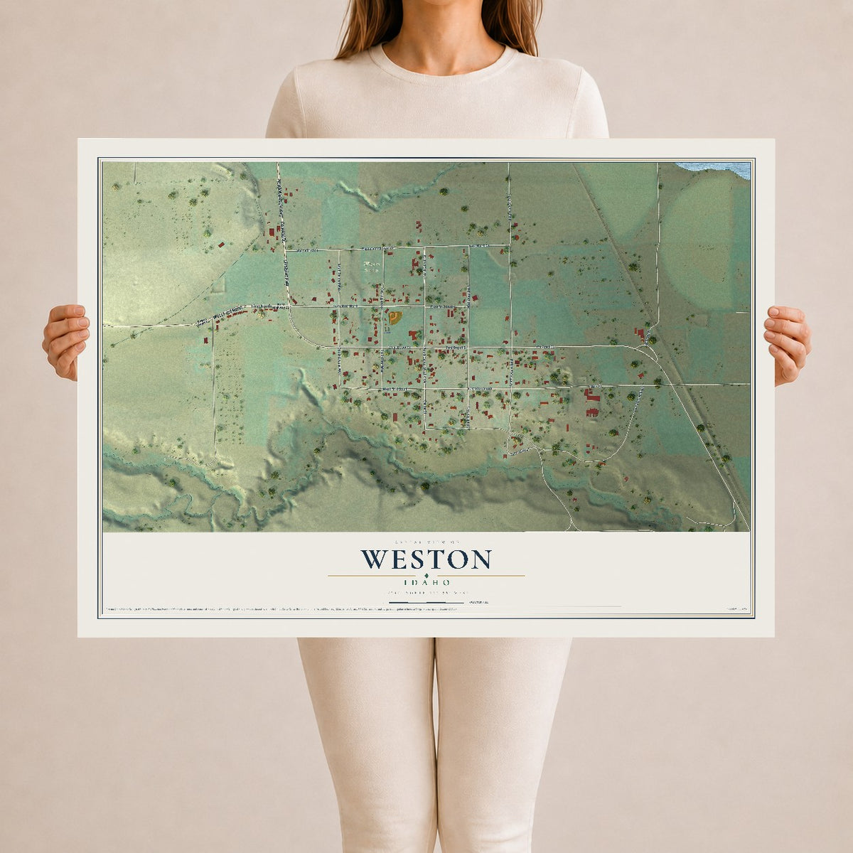 Map of Weston, Idaho, 24 x 36 inch unframed archival matte print