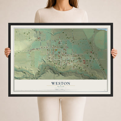 Map of Weston, Idaho, 24 x 36 inch print in a black wood frame